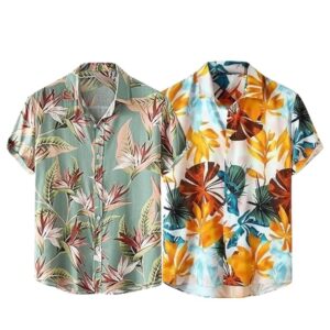 leriya fashion men's casual rayon relaxed fit shirt button down summer shirts for men | stylish printed | short sleeve | trendy (available in plus size and combo pack of 2)